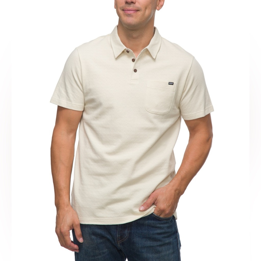 NWT $50 Reef Men's Atwell Short Sleeve Knit Polo Shirt